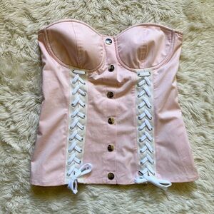 Love Moschino Pink Lace Front Corset - Size 8